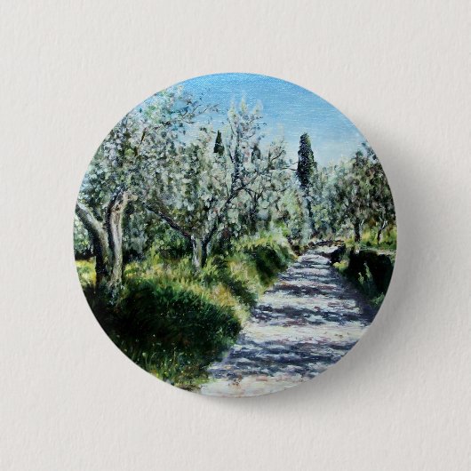 OLIJFBOMEN IN TUSCANY LANDSCAPE RONDE BUTTON 5,7 CM (Voorkant)