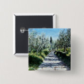 OLIJFBOMEN IN TUSCANY LANDSCAPE VIERKANTE BUTTON 5,1 CM (Voorkant /achterkant)
