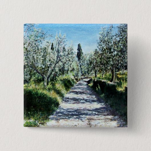 OLIJFBOMEN IN TUSCANY LANDSCAPE VIERKANTE BUTTON 5,1 CM (Voorkant)