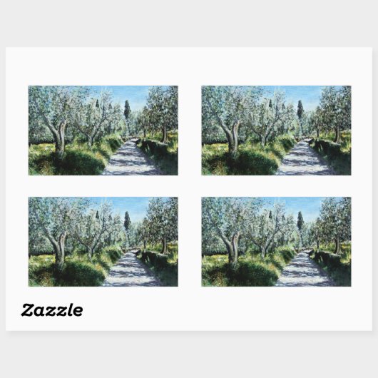 OLIJFBOMEN IN TUSCANY RECHTHOEKIGE STICKER (Vel)