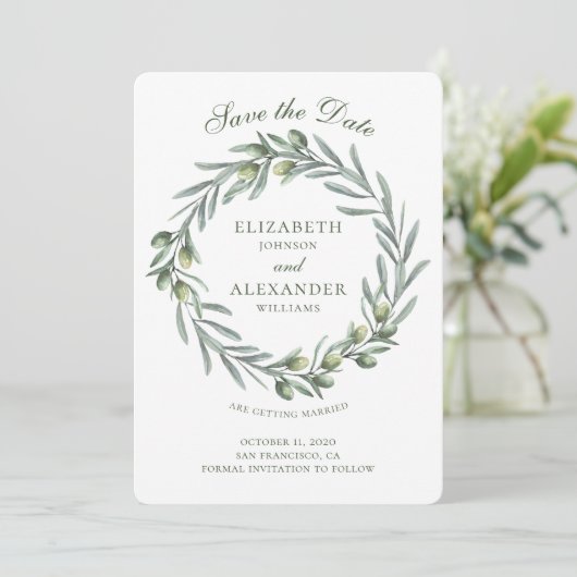 Olijfbomen. Italiaanse bruiloft met uitzondering v Kaart (Staand voorkant)