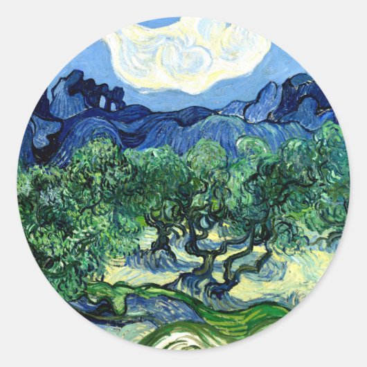 Olijfbomen met Alpilles (1889) Van Gogh Fine Art Ronde Sticker (Voorkant)