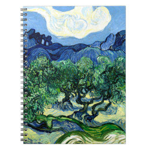 Olijfbomen met Alpilles (1889) Van Gogh spiraal Notitieboek