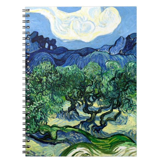 Olijfbomen met Alpilles (1889) Van Gogh spiraal Notitieboek (Voorkant)