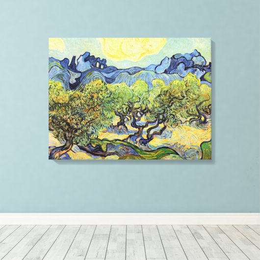 Olijfbomen met Alpilles door Vincent van Gogh Canvas Afdruk (Insitu (Houten vloer))