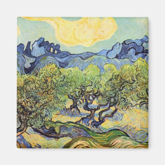 Olijfbomen met Alpilles door Vincent van Gogh Magneet (Voorkant)
