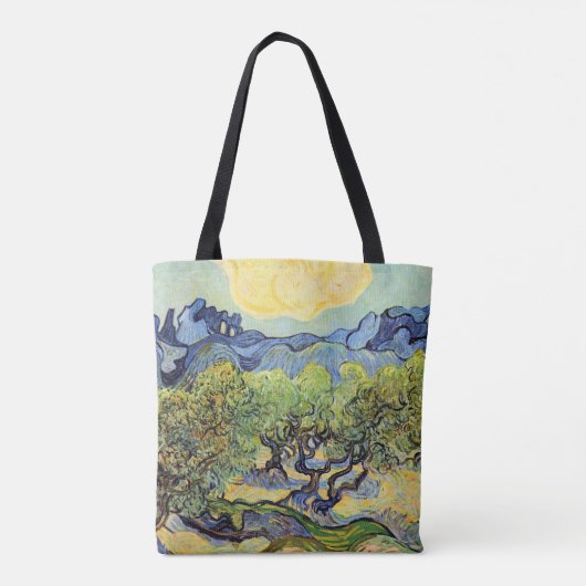 Olijfbomen met Alpilles door Vincent van Gogh Tote Bag (Achterkant)