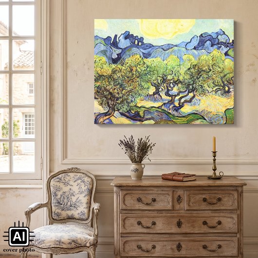 Olijfbomen met Alpilles van Vincent van Gogh Canvas Afdruk
