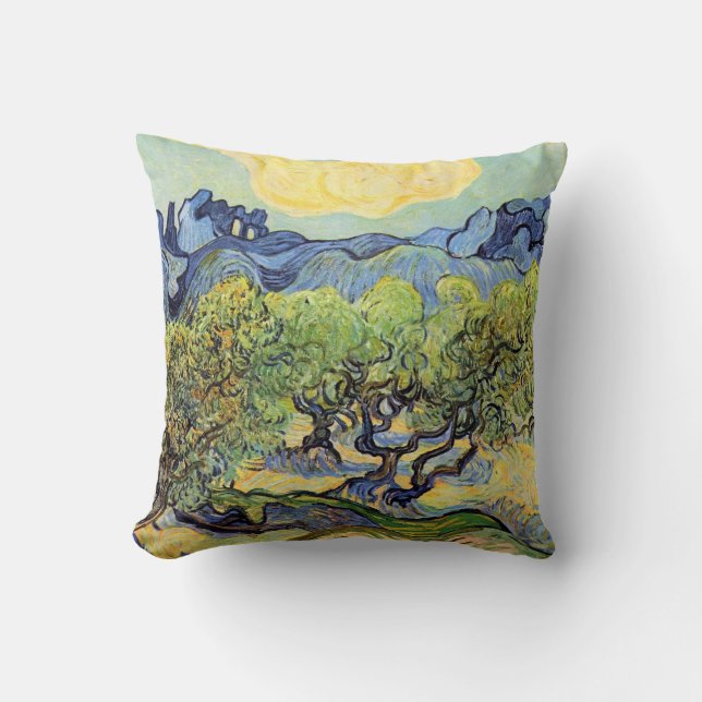 Olijfbomen met Alpilles van Vincent van Gogh Kussen (Voorkant)