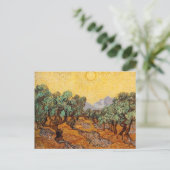 Olijfbomen met gele hemel en Briefkaart van de zon (Staand voorkant)