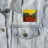 Olijfbomen met gele hemel en Sun Van Gogh Vierkante Button 5,1 Cm (In situ)