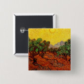 Olijfbomen met gele hemel en Sun Van Gogh Vierkante Button 5,1 Cm (Voorkant /achterkant)