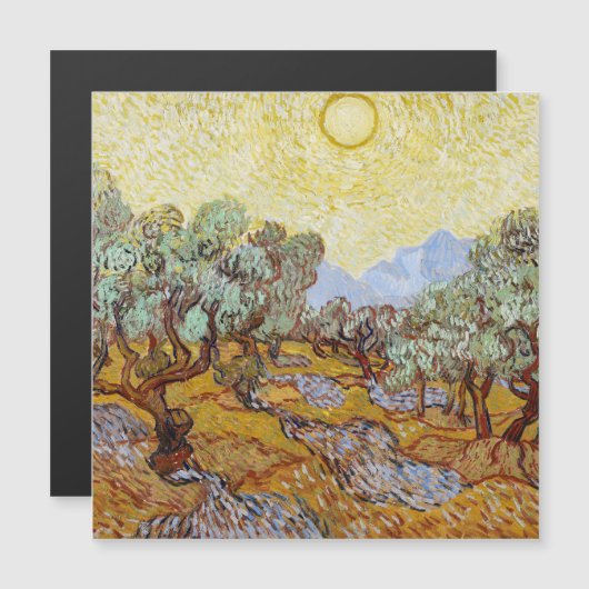 Olijfbomen met gele hemel en zon (Voorkant / Achterkant)