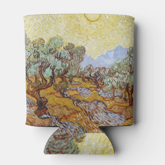 Olijfbomen met gele hemel en zon blikjeskoeler (Achterkant)