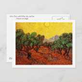 Olijfbomen met gele hemel en zon briefkaart (Voorkant / Achterkant)