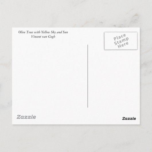 Olijfbomen met gele hemel en zon briefkaart (Achterkant)
