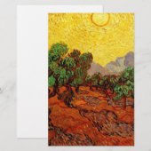 Olijfbomen met gele hemel en zon briefpapier (Voorkant / Achterkant)