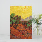 Olijfbomen met gele hemel en zon briefpapier (Staand voorkant)