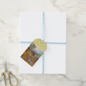 Olijfbomen met gele hemel en zon cadeaulabel (Met Touw)