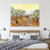 Olijfbomen met gele hemel en zon canvas afdruk (Insitu (Slaapkamer))