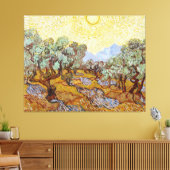 Olijfbomen met gele hemel en zon canvas afdruk (Insitu (Woonkamer))