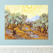 Olijfbomen met gele hemel en zon canvas afdruk (Insitu (Houten vloer))