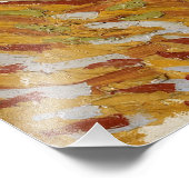 Olijfbomen met gele hemel en zon foto afdruk (Hoek)