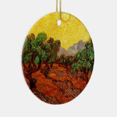 Olijfbomen met gele hemel en zon keramisch ornament (Rechts)