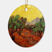 Olijfbomen met gele hemel en zon keramisch ornament (Links)