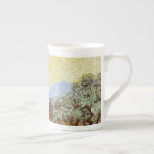 Olijfbomen met gele hemel en zon porselein kop (Rechts)