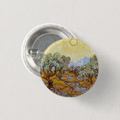 Olijfbomen met gele hemel en zon ronde button 3,2 cm (Voorkant /achterkant)