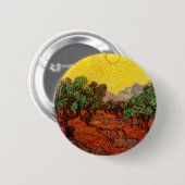 Olijfbomen met gele hemel en zon ronde button 5,7 cm (Voorkant /achterkant)