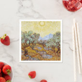 Olijfbomen met gele hemel en zon servet (Insitu)