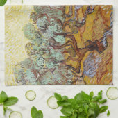 Olijfbomen met gele hemel en zon theedoek (Gevouwen)