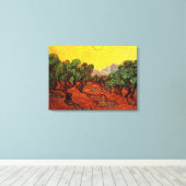 Olijfbomen met Yellow Sky en Sun, van Gogh Canvas Afdruk (Insitu (Houten vloer))