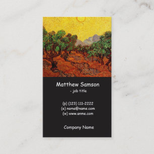 Olijfbomen met Yellow Sky en Sun, van Gogh Visitekaartje