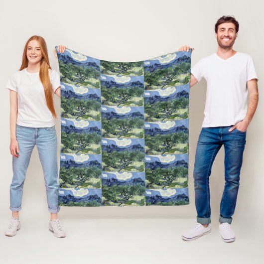 Olijfbomen van Van Gogh - Blue Mountain Kunst Fleece Deken (In situ)