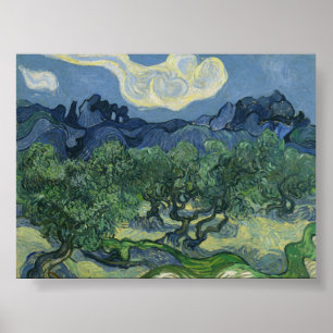 Olijfbomen van Van Gogh met de Alpilles op de acht Poster