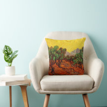 Olijfbomen van Van Gogh met gele lucht en zon