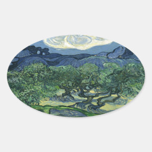 Olijfbomen van Van Gogh Ovale Sticker
