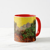 Olijfbomen van Vincent van Gogh met gele lucht en Mok (Voorkant rechts)