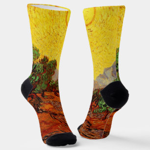 Olijfbomen van Vincent van Gogh met gele lucht en  Sokken