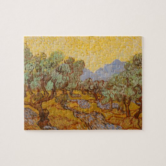 Olijfbomen van Vincent van Gogh met gele zon en lu Legpuzzel (Horizontaal)