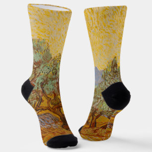 Olijfbomen van Vincent van Gogh met gele zon en lu Sokken