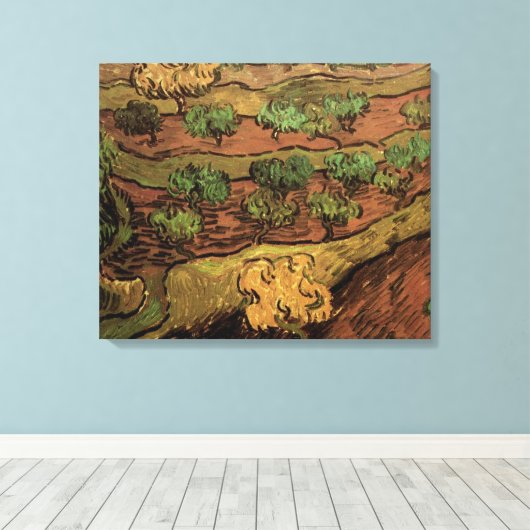 Olijfbomen van Vincent van Gogh tegen een helling  Canvas Afdruk (Insitu (Houten vloer))