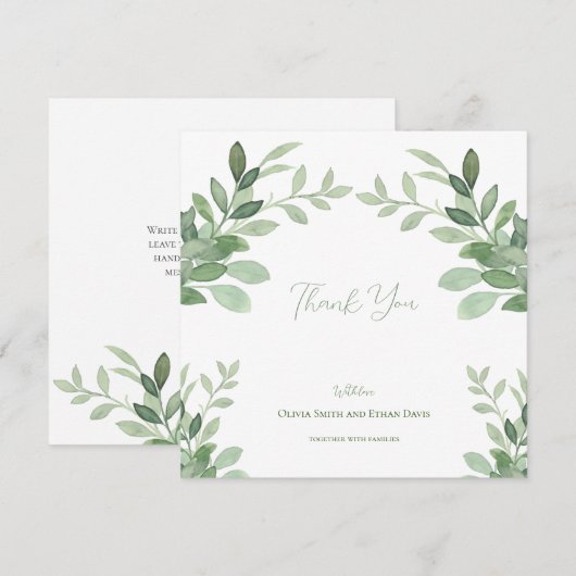 Olijfbomen Waterverf bruiloft Bedankkaart (Voorkant / Achterkant)