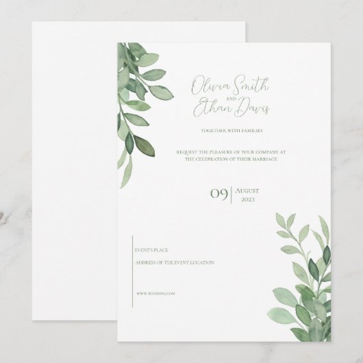 Olijfbomen Waterverf bruiloft Kaart (Voorkant / Achterkant)