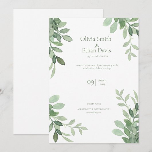 Olijfbomen Waterverf bruiloft Kaart (Voorkant / Achterkant)