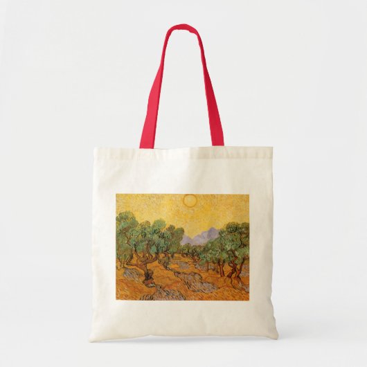 Olijfbomen, Yellow Sky en Sun, Vincent van Gogh Tote Bag (Voorkant)