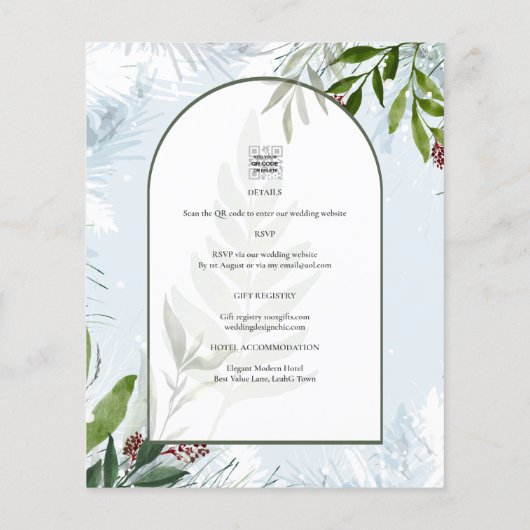 Olijfboom Budget Winter Huwelijksuitnodiging Flyer (Achterkant)